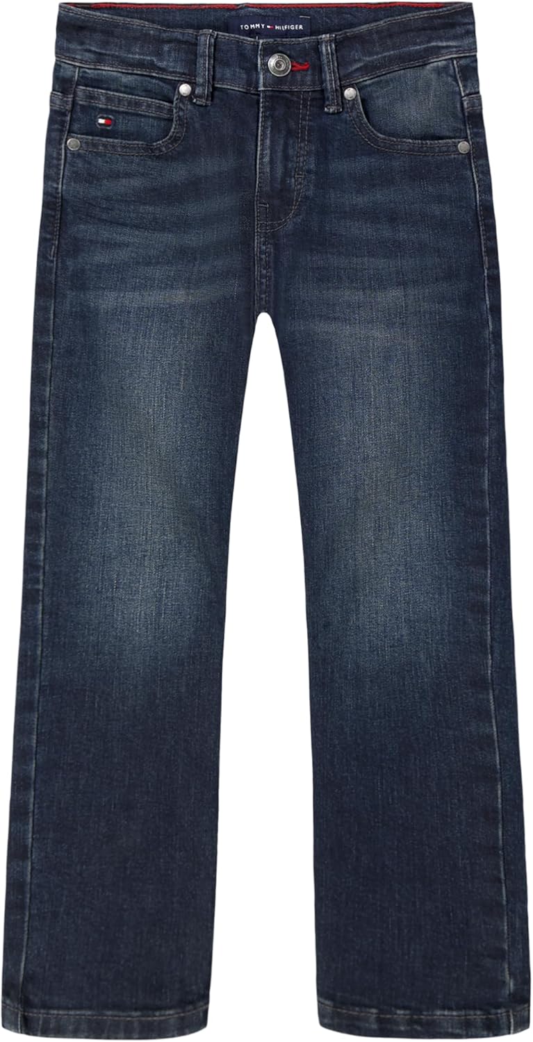 Tommy Hilfiger Boys' 5-Pocket Stretch Slim Straight Leg Denim Jean, Zipper Fly & Button Closure