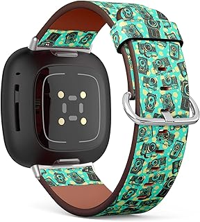 CJBROES Replacement Leather Watch Band, Compatible with Fitbit Versa 3 and Fitbit Sense of Wristband Bracelet Accessory - etro Photo Cameras