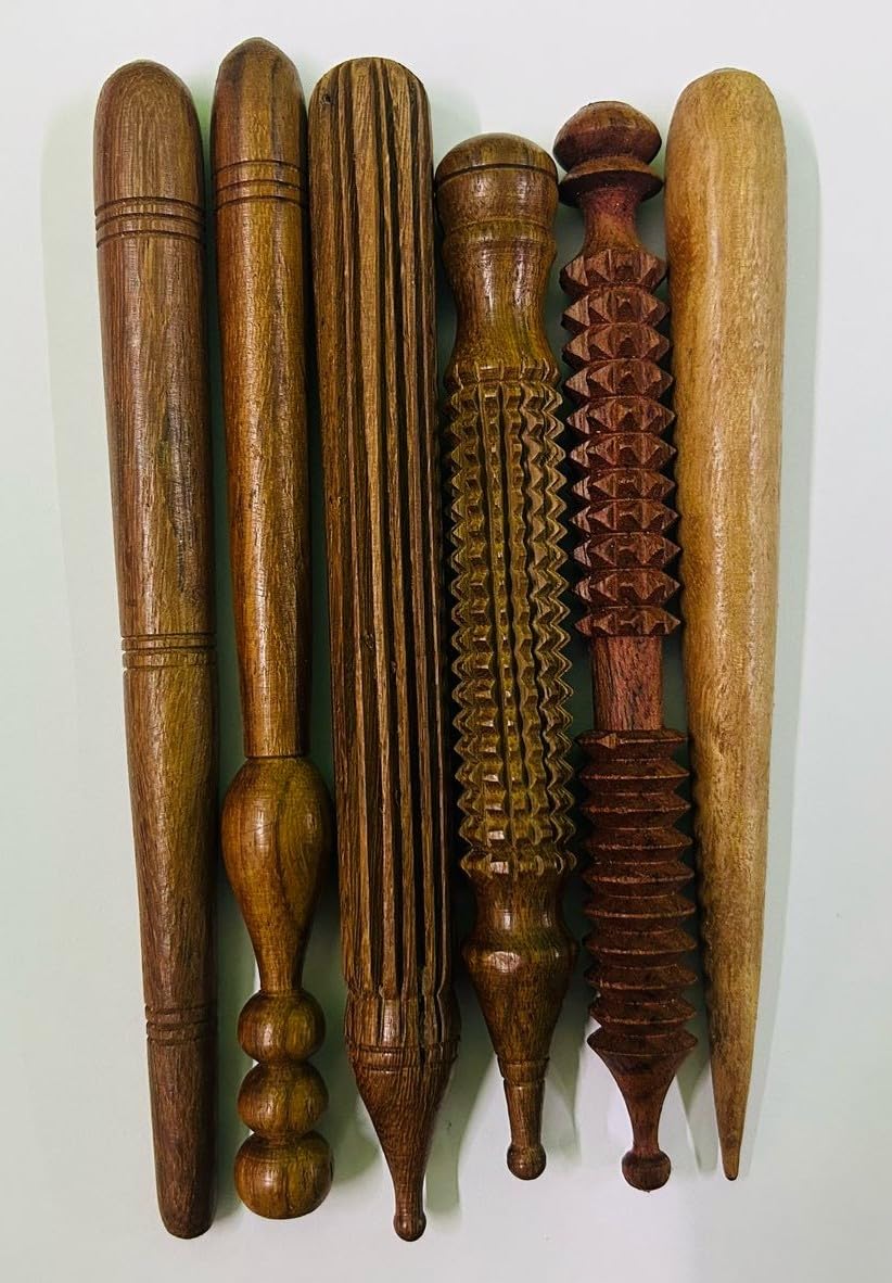 Foot Massage Wooden Reflexology Health Stick Tool Small Wooden Stick Therapy Reflexology Traditional Tool Hand Head Foot Face Body Red Wood - Wooden Massager Tools (Set of 6) - Brown-image-20