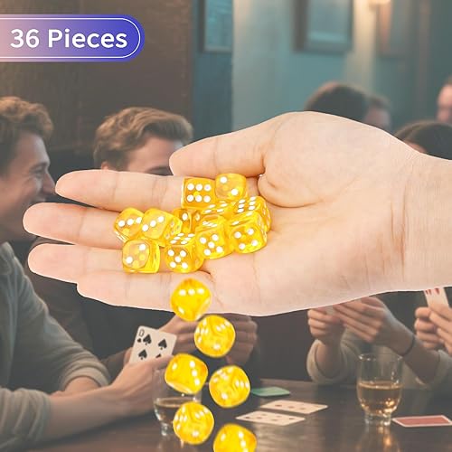 Vista 157 de Juego de 36 dados de 0.472 in de 6 caras de 0.472 pulgadas, juego de dados D6 de colores translúcidos, dados estándar de 6 caras