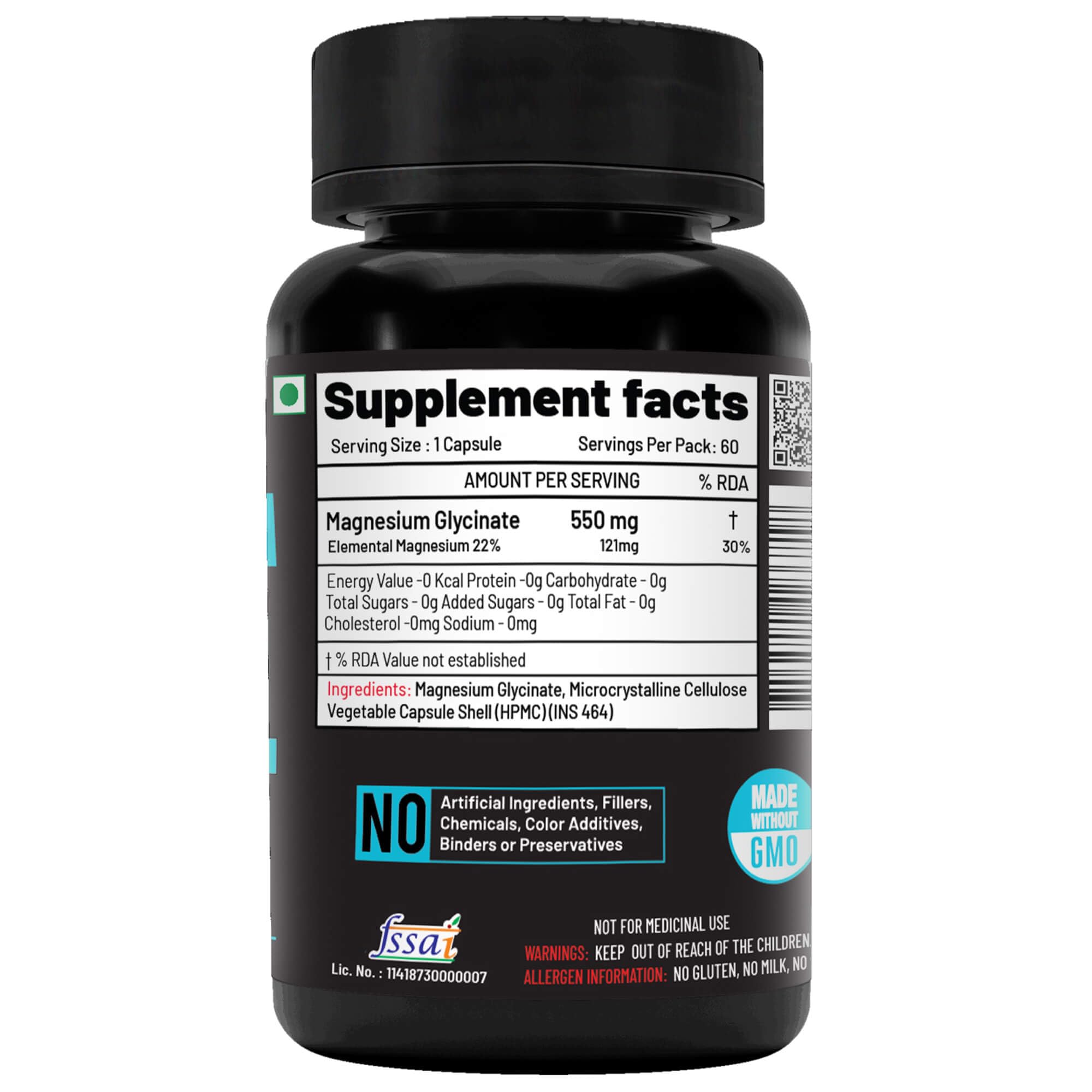 NutriJa Magnesium Glycinate 550mg | 121mg Elemental Magnesium | Chelated Magnesium Supplement for Sleep, Relaxation, Muscle & Nerve Support | 60 Vegetarian Capsules — Amazon image 2