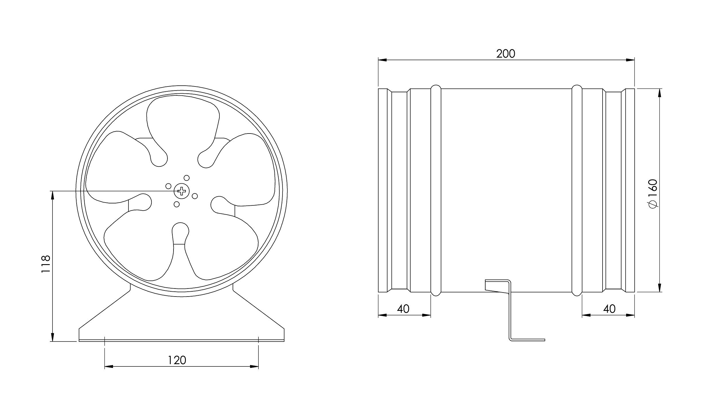 160mm Extracteur d'Air - Industriel Ventilateur en Métal - Ventilateur Axial Tubulaire