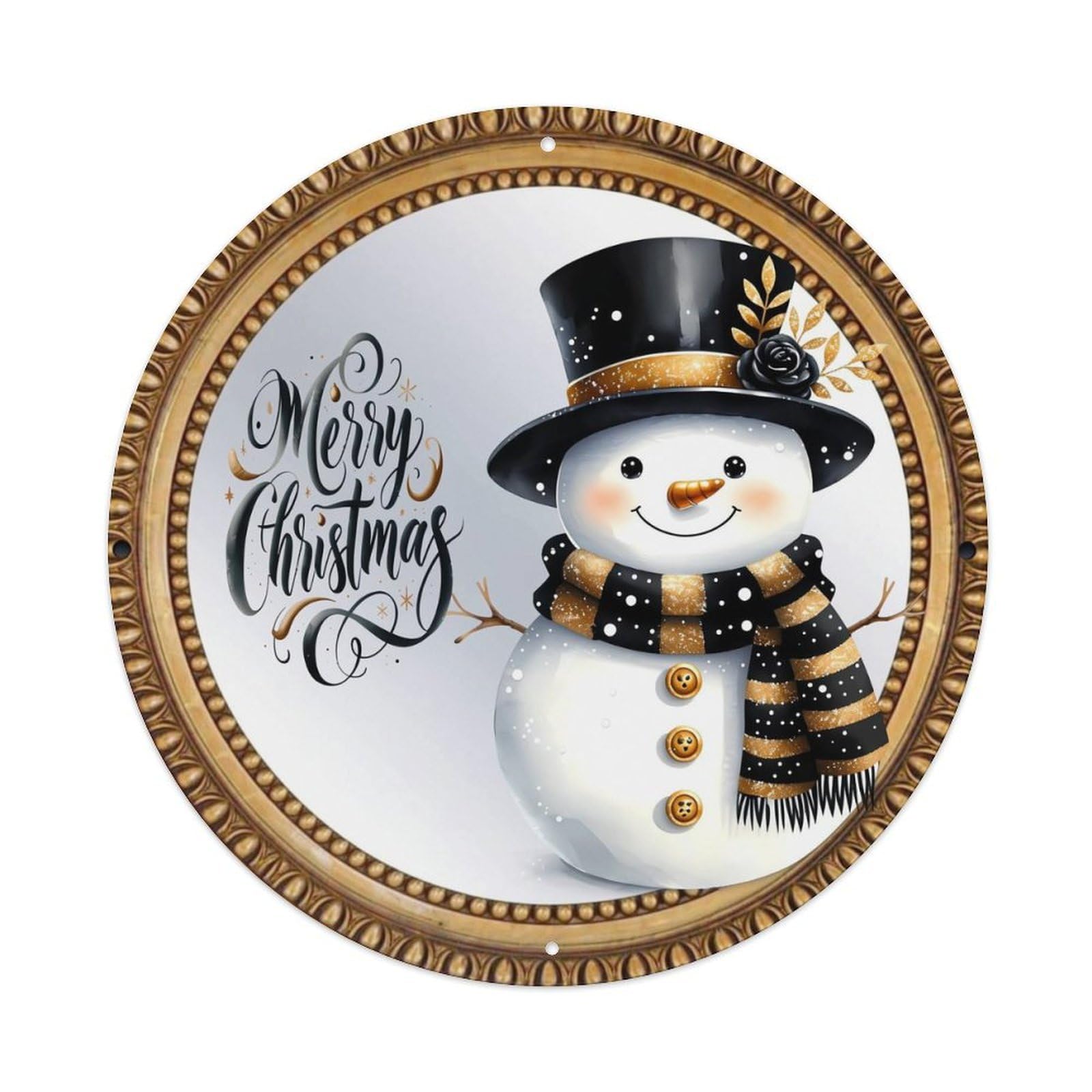 Snowman Christmas Holiday Greeting Art Tin Sign Metal Poster Vintage Metal Signs for Home Man Cave Bar Cafe Kitchen laundry room Wall Decorations Gift 8x8Inch