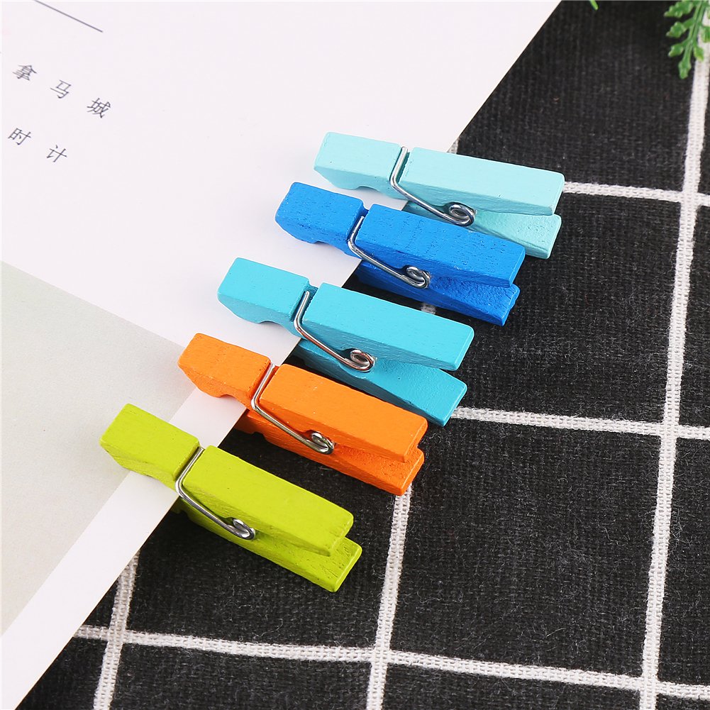 msymsyu Houten wasknijpers, 120 stuks, 3,5 x 0,7 cm, met 50 m koord