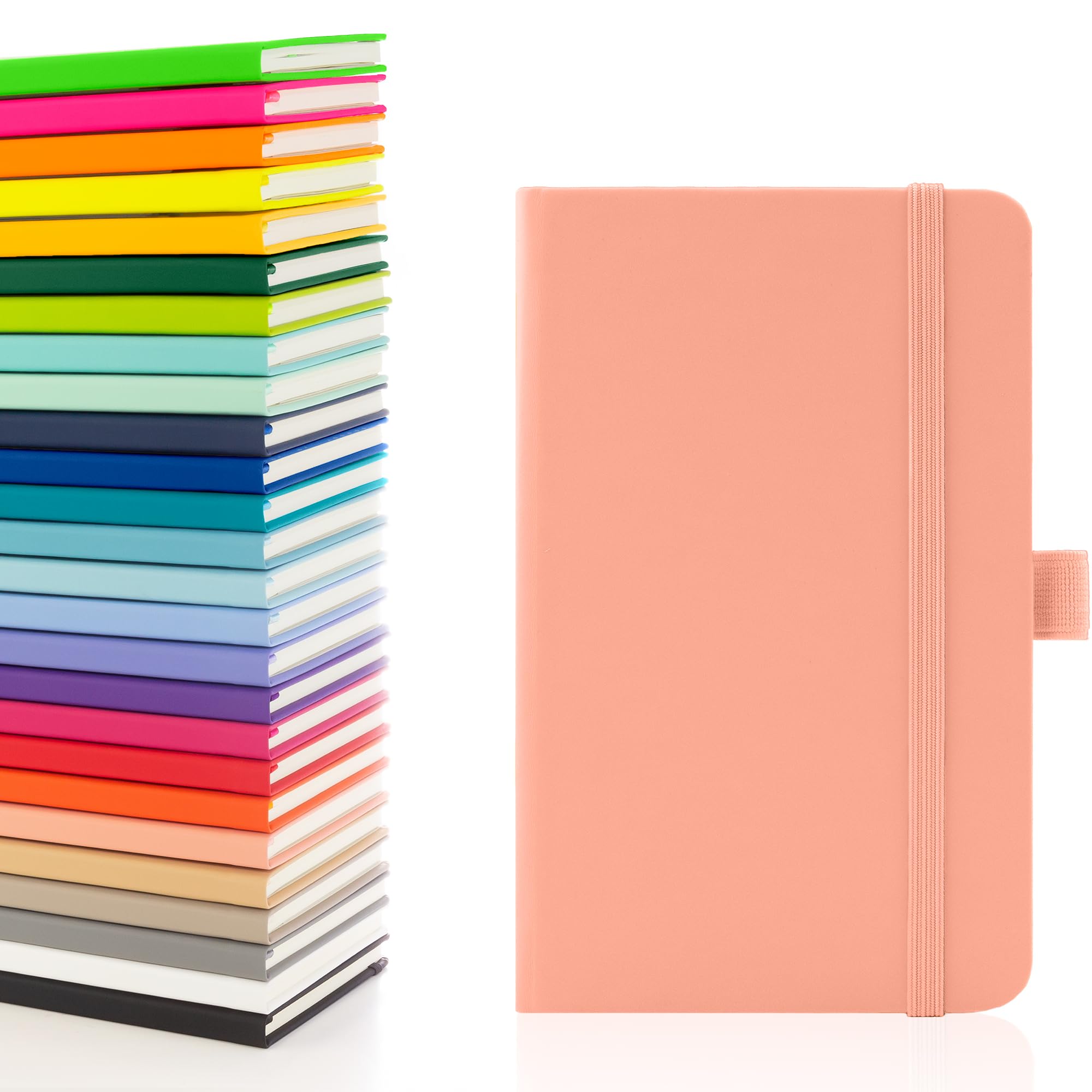 Notes London Eco A6 Notebook with Lined Pages, Pen Loop, Ribbon, Date Marks and Paper Pocket, Pocket Hardback Journal, Note