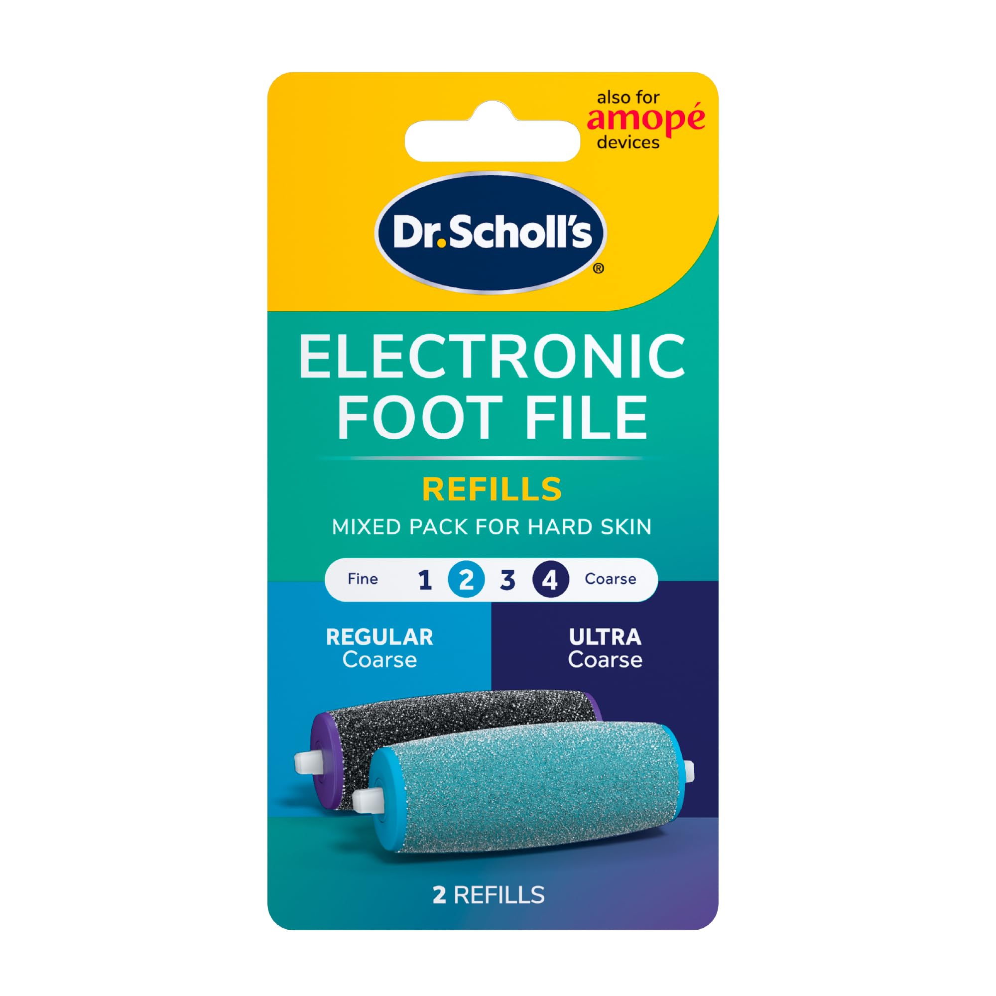 Dr. Scholl's Electric Foot File Callus Remover Refills, 2 Count, Mixed Pack