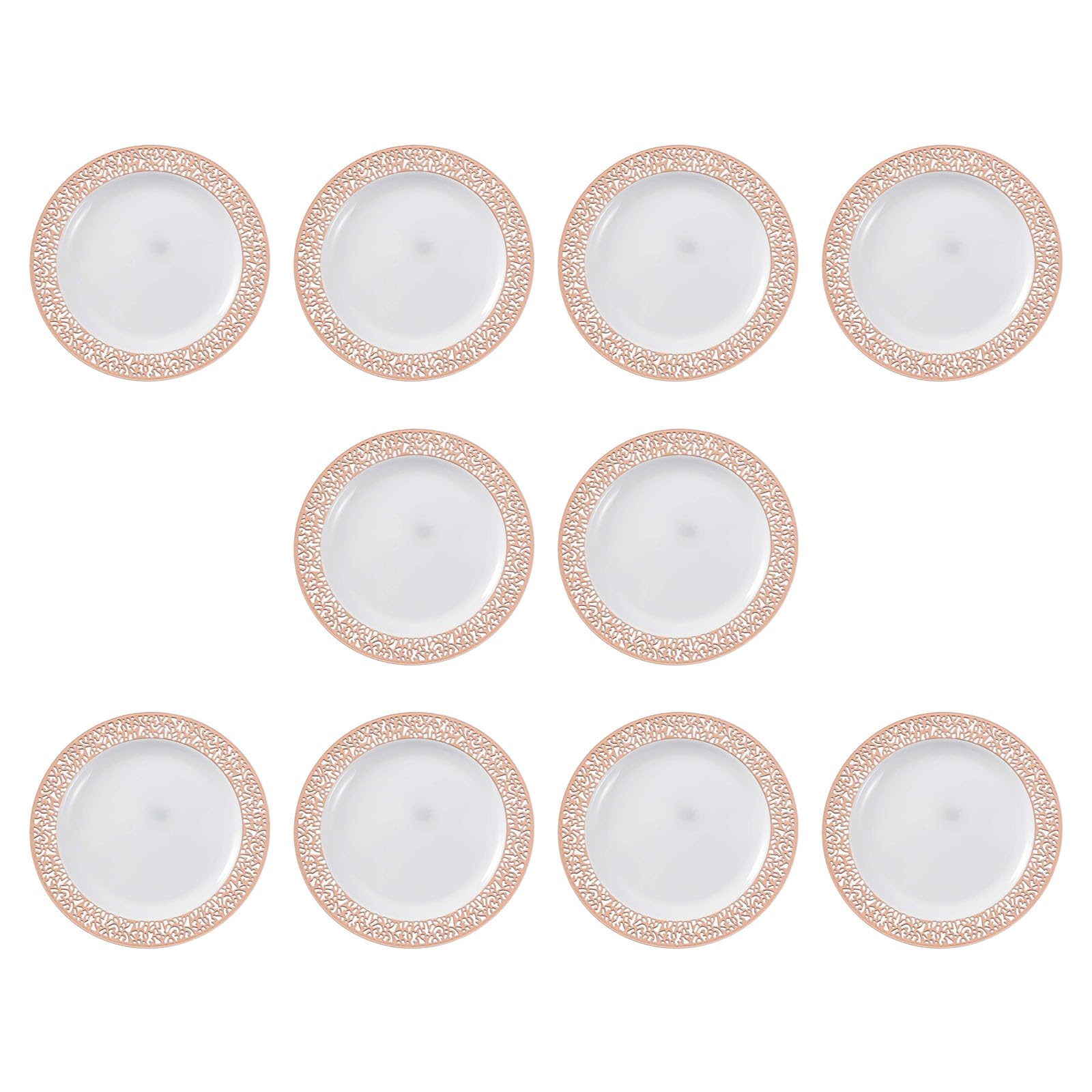 Shntig Rose Gold 10 Beautiful Buffet Plates Premium With Gilded Rim And Intricate Latticework Design Household Serving Trays Elegant Dining Tableware