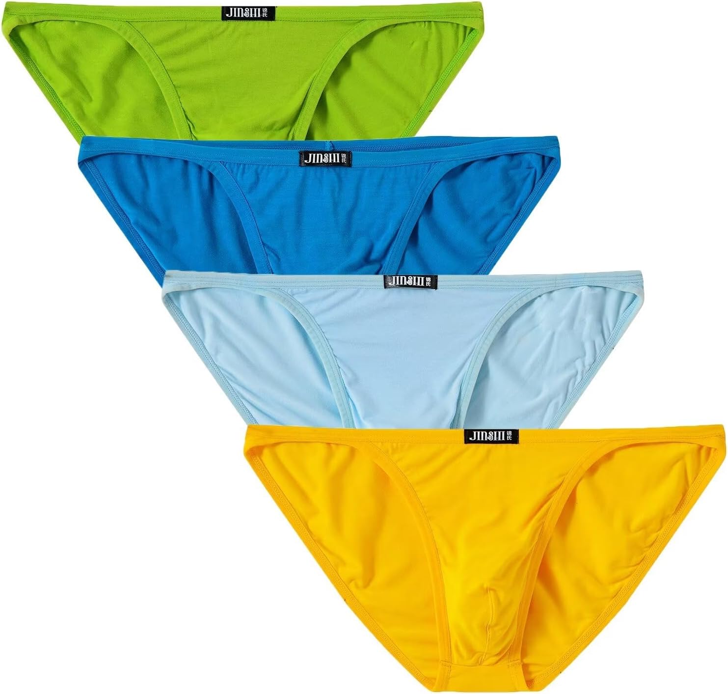 JINSHI Mens Bikini Briefs Tagless Low Rise Underwear 4 PCS Multicolors XL(28"-31")/US size M