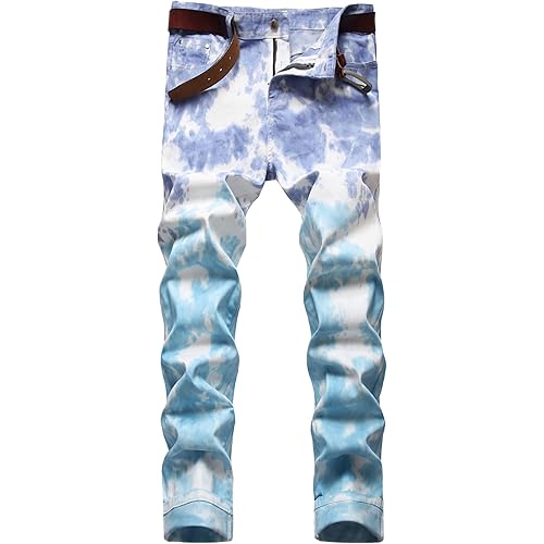 QZH.DUAO Men's Camo Denim Jeans
