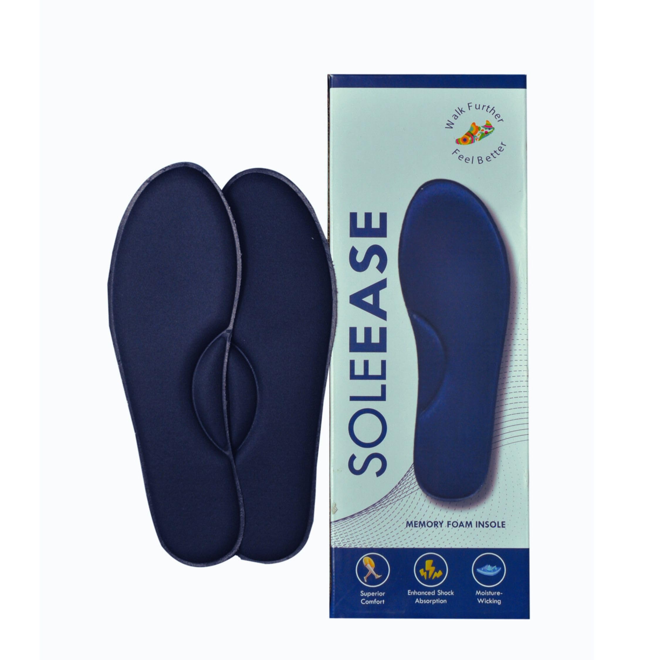 SoleEase Memory Foam Insole - Superior Cushioning & Foot Pain Relief | Orthotic Memory Foam Insoles for Men | Enhance Comfort in Running, Walking, Work & Casual Shoes (Navy Blue, 8) (B0DCTV8YXB) Amazon Price History, Amazon Price Tracker