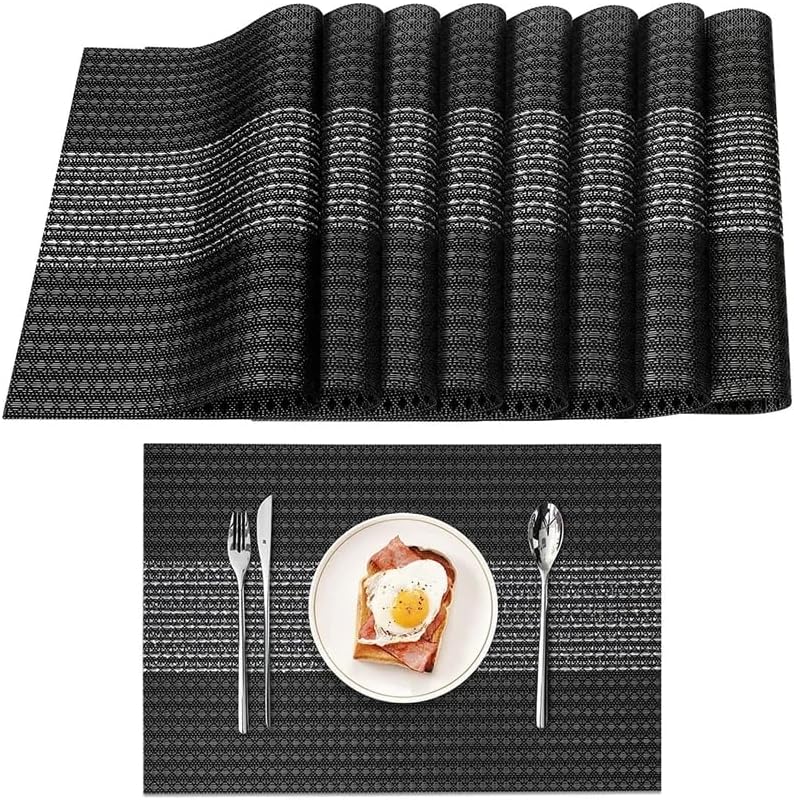 Home-Brand Home Non-Slip Crossweave Woven Vinyl Insulation Place Mat - 30 x 45 cm - Heat-Resistant, Easy-to-Clean, Tabletop Placemat - Washable Table Mats for Home, Restaurants and Party Decoration