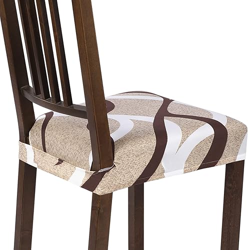 Miniatura 8 de SearchI Juego de 6 fundas elásticas para sillas de comedor, suaves, extraíbles y lavables, para sillas de comedor, fundas protectoras de asiento de