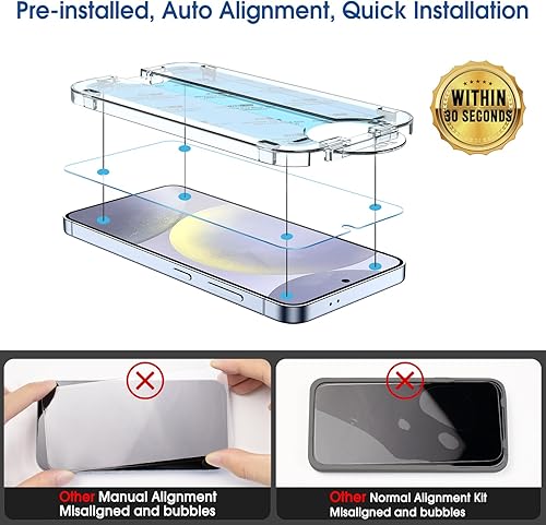 Miniatura 4 de amFilm OneTouch - Protector de pantalla de 6.7 pulgadas con alineación automática OneTouch para Samsung Galaxy S24 PlusS24+ de 6.7 pulgadas, vidrio