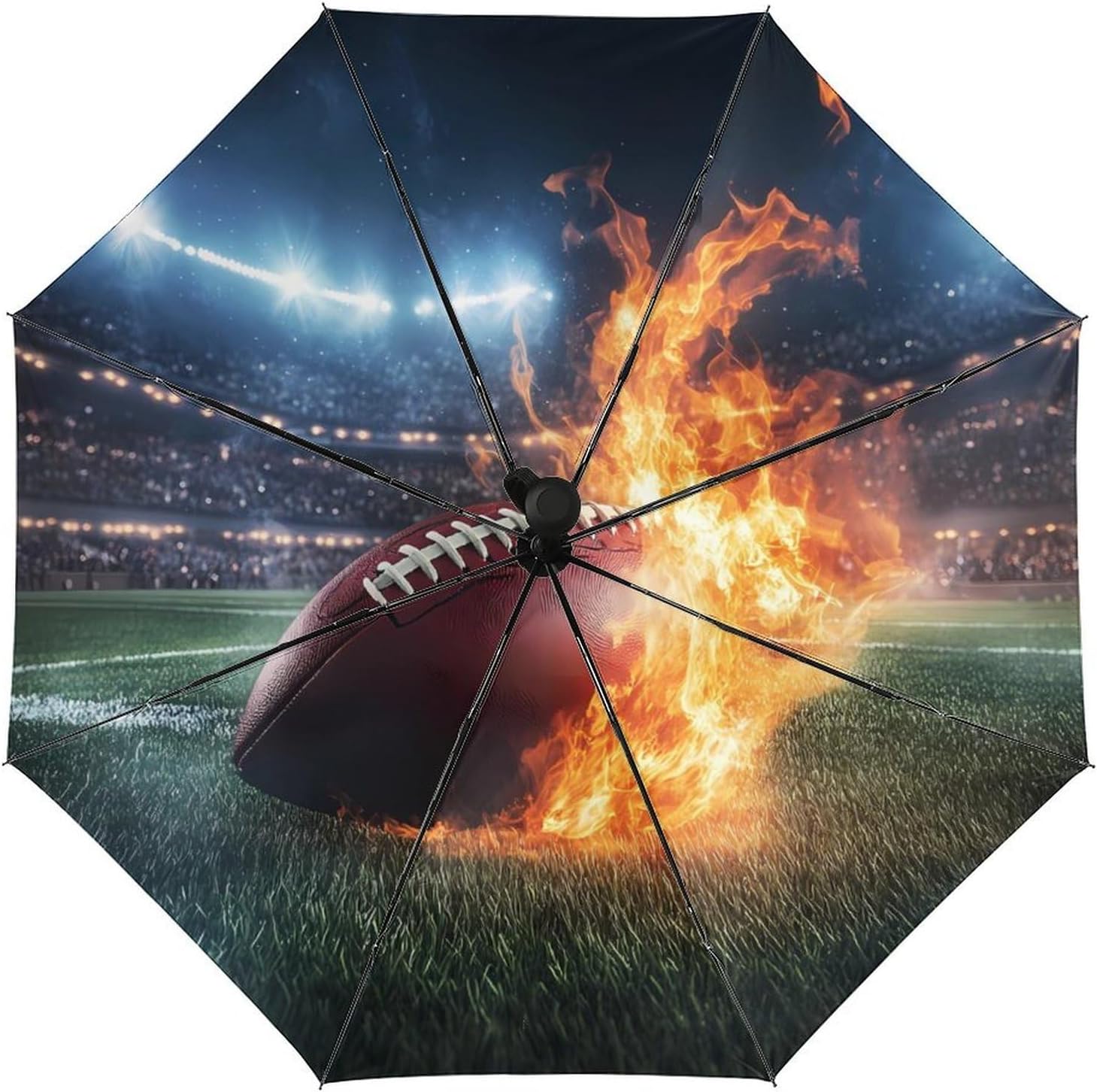 Football Fire Windproof Travel Umbrella Compact Portable Automatic Umbrella for Sun Rain