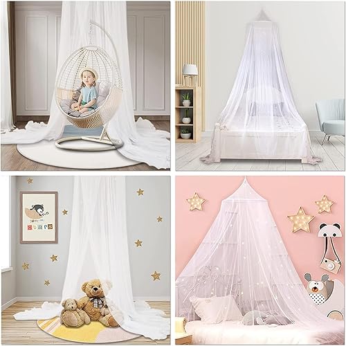 Miniatura 4 de Toldo de red para cama de princesa, cúpula redonda, toldo para cama, mosquitero para niños, blanco, S