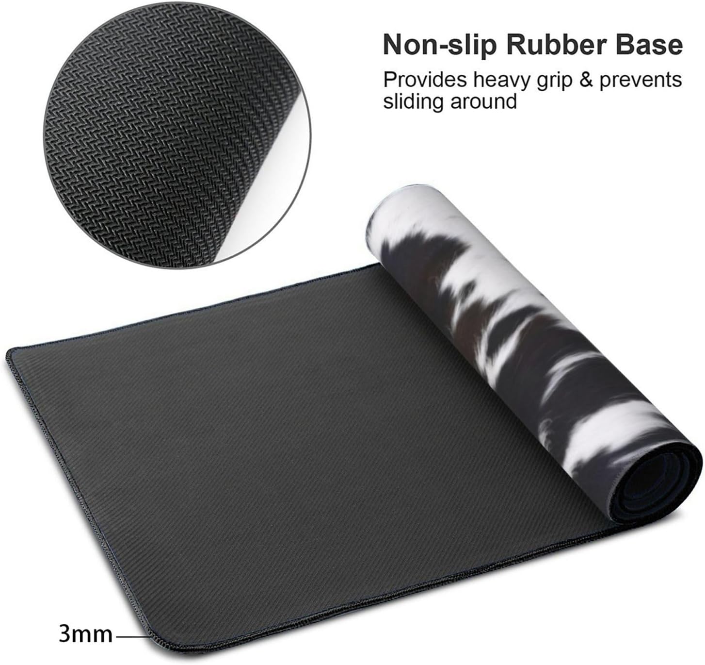 Gaming Mouse Pad, Large Non-Slip Rubber Base Mousepad, Keyboard Mouse Mat, Desk Pad with Stitched Edges,35.4x15.7inch, Brown Cowhide