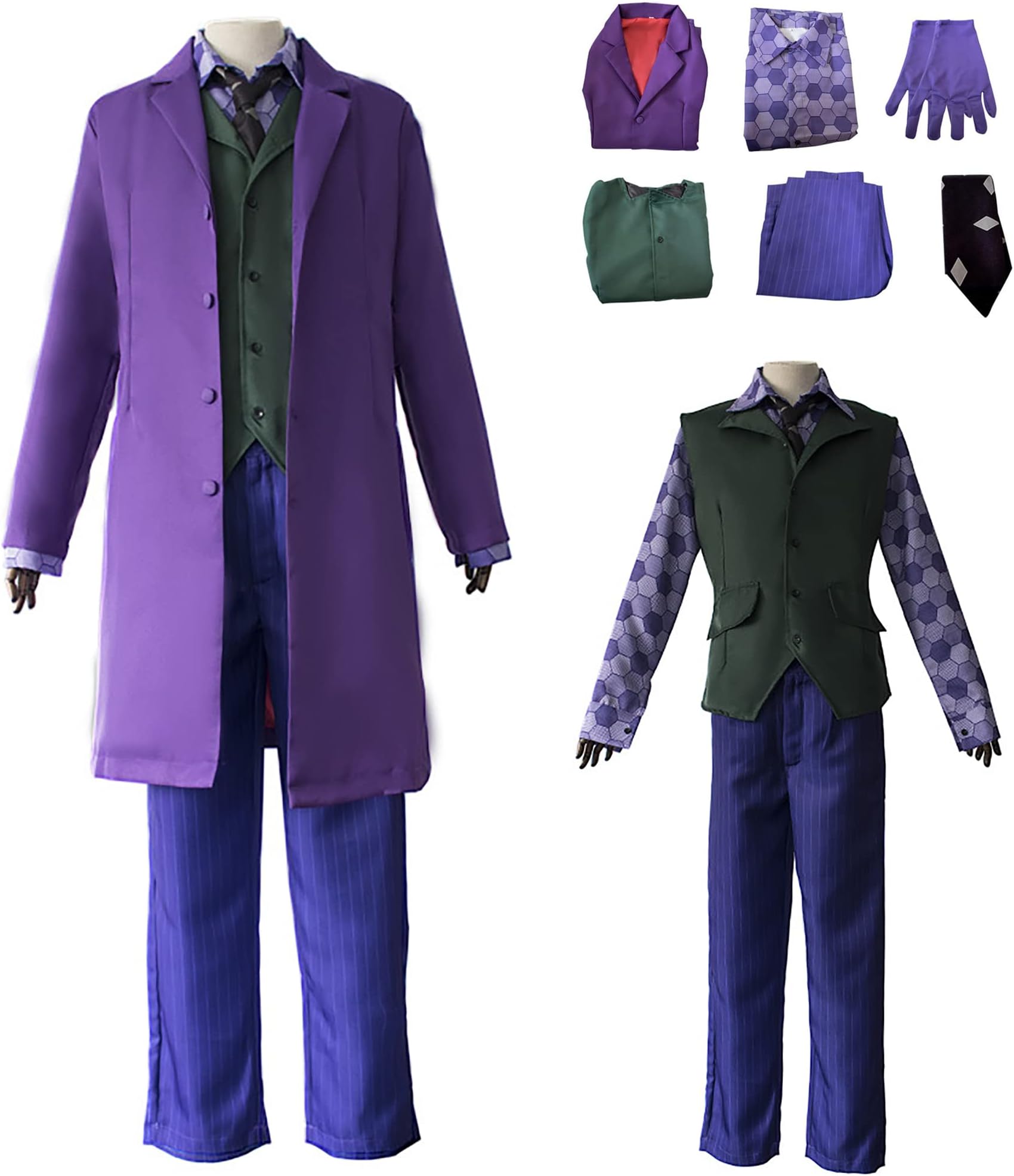nezababyJoker Costume Adult Men Cosplay Knight Coat Shirt Vest Full Suit Outfit