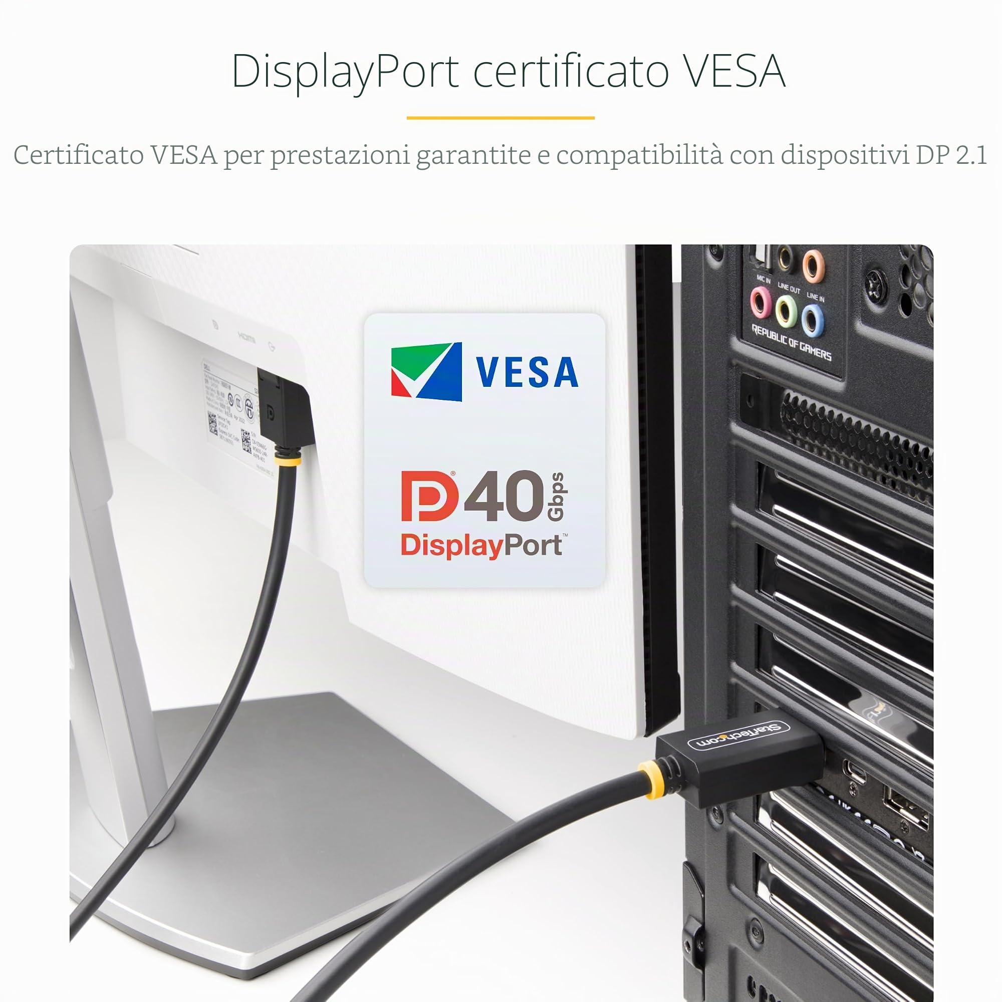 StarTech Cavo DisplayPort 2.1 DP40 Certificato VESA 2m, 8K 60Hz, HDR | Ideale per Monitor 8K e Postazioni di Lavoro
