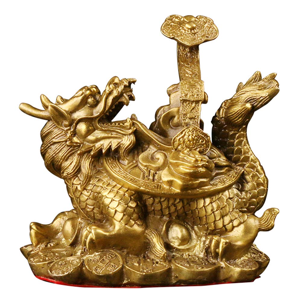 YNIYUJKL Feng Shui Ornaments Brass Statue Dragon Turtle With Ru Yi Sculpture Wealth Prosperity Ornament, Best Housewarming Congratulatory Gift Home Decor,Stor-A