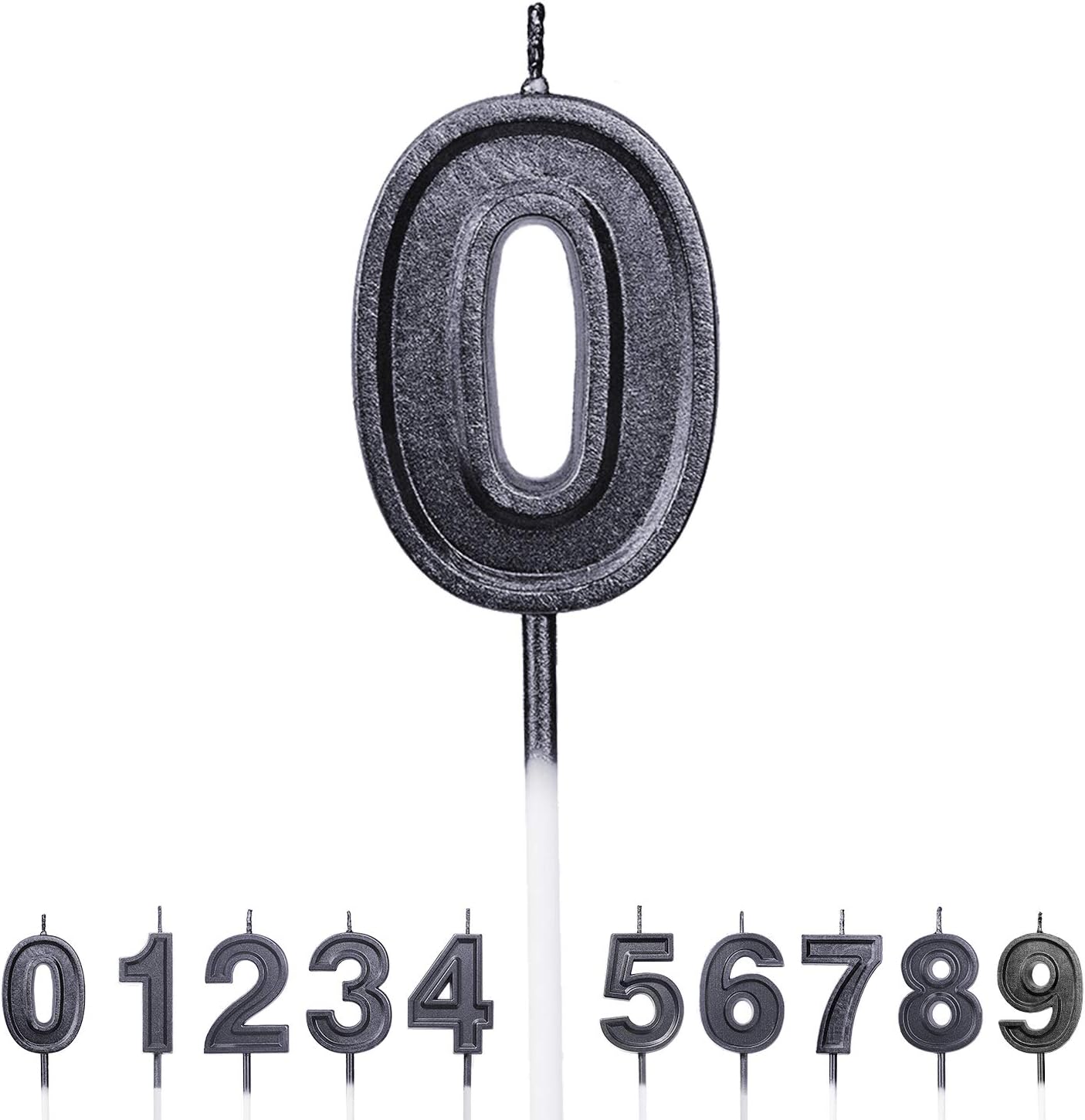 Gesentur Birthday Candles Numbers Candles Black Glitter Number 0 Cake Candles Topper Decoration for Wedding Party Kids Adults Pets（Number 0）