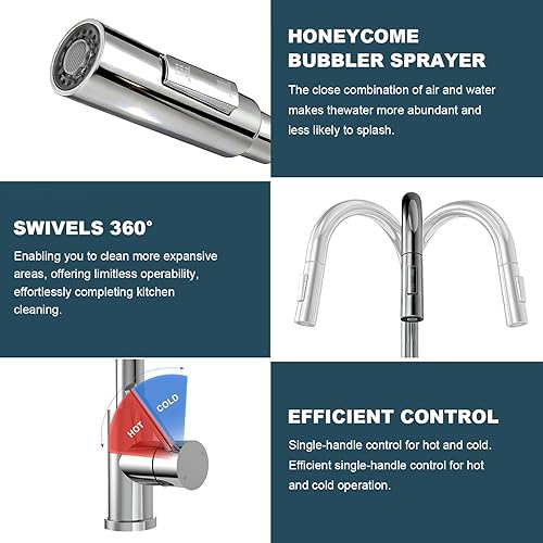 Miniatura 35 de Tohlar Grifo de agua potable para fregadero de cocina, grifo de agua filtrada de níquel cepillado, grifo de ósmosis inversa sin plomo, sistema de