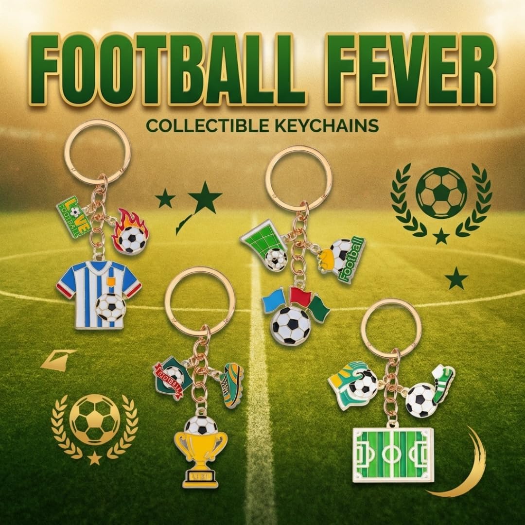 Soccer Themed Multi-Element Keychain Pendant, Sports Soccer Fan Cheer Small Gift