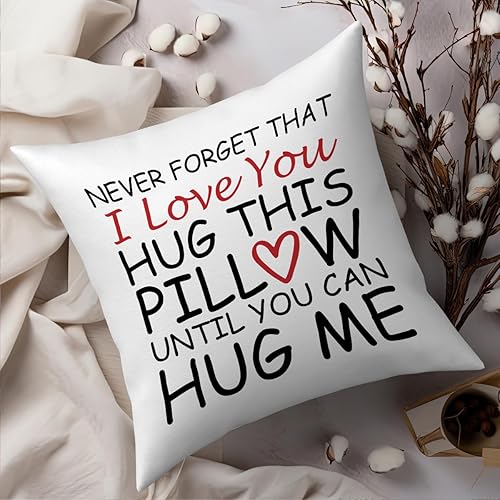 Miniatura 4 de Fokongna Funda para cojín de sofá "Lover I Love You Hug This Pillow Until You Can Hug Me" de 18 x 18 pulgadas, funda de almohada decorativa para el