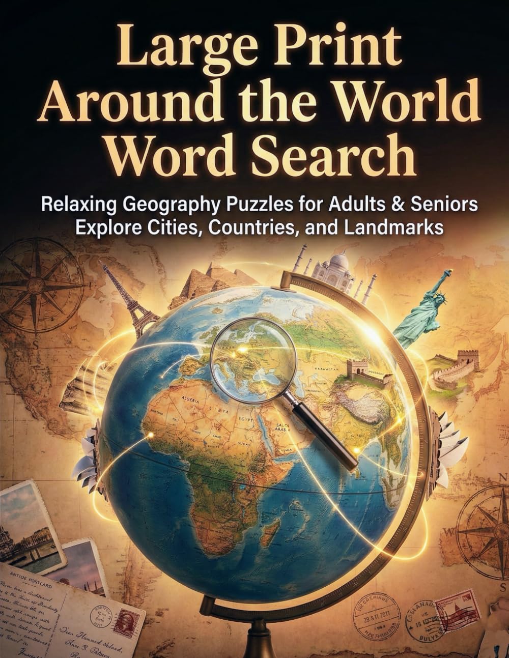 Large Print Around the World Word Search: Relaxing Geography Puzzles for Adults & Seniors | Explore Cities, Countries, and Landmarks