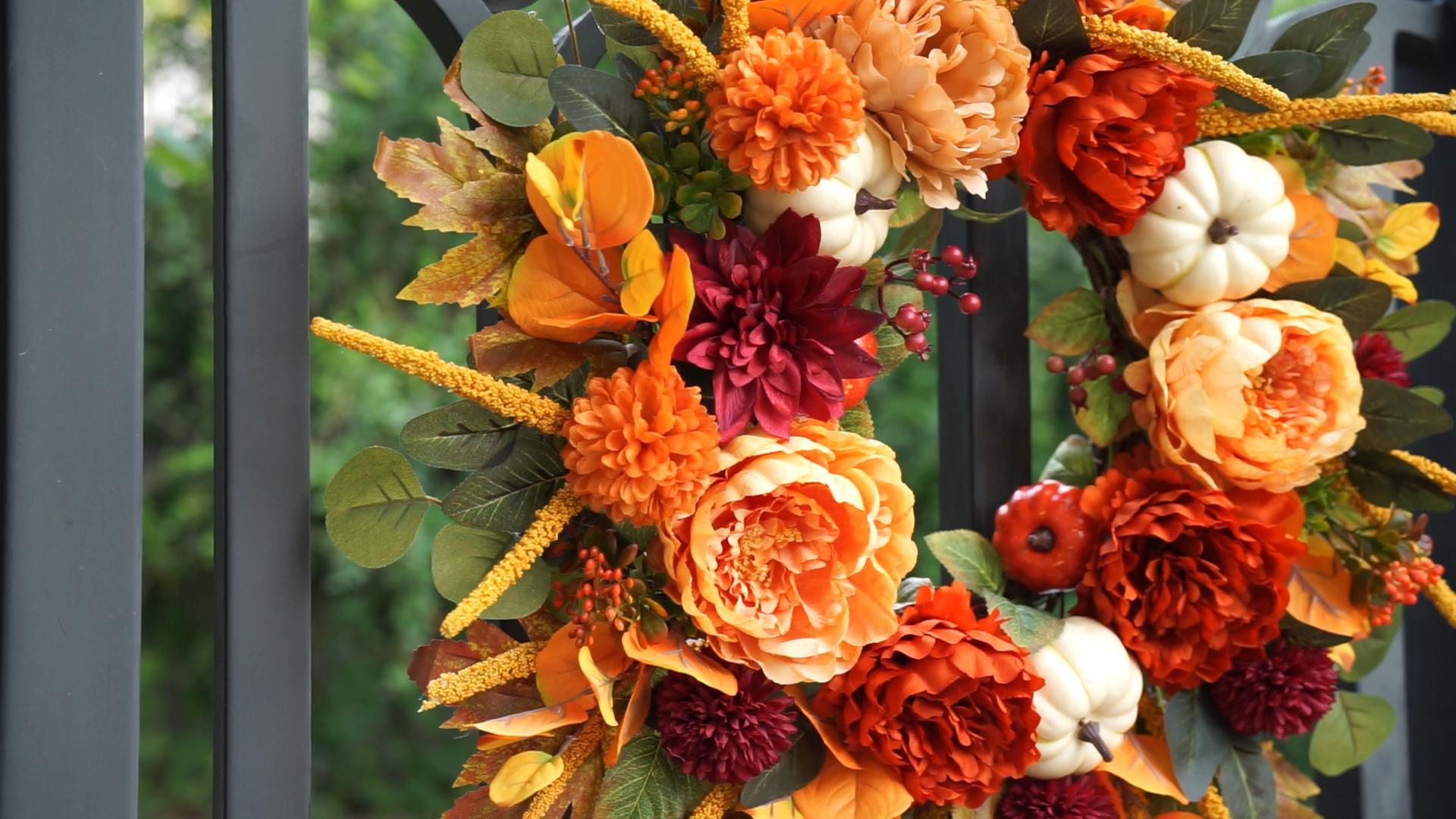 autumn wreathドライフラワーリース Amazon.com: 24 Inch Autumn Wreath for Front Door - Fall Wreath