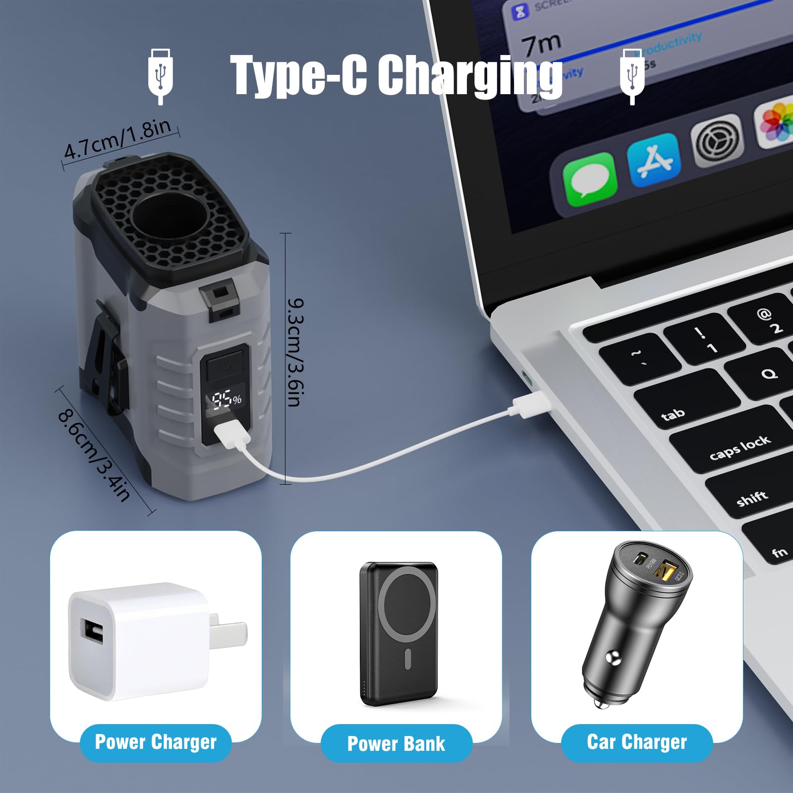 Amazon | Ayuanb ポータブルウエストファン 5段階速度 2025 10000mAh