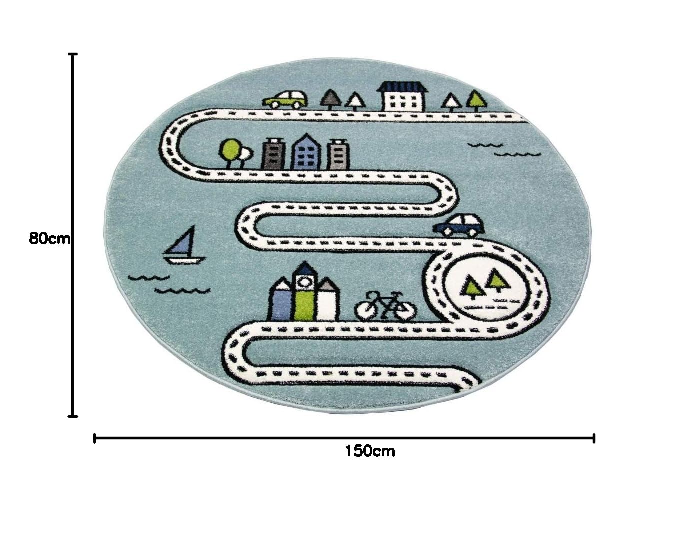 Tapis pour enfants tapis de route avec rues et maisons bleu Größe 80x150 cm