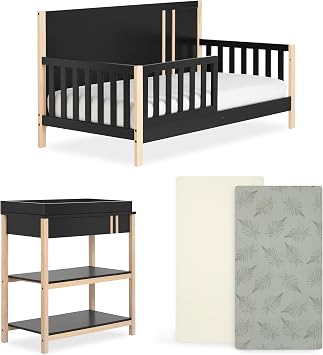 Dream On Me Wild Dreams Bundle, Includes Soho Toddler Bed, Rawr-Some 2-Piece Sheet Set and Complementary Soho Changing Table