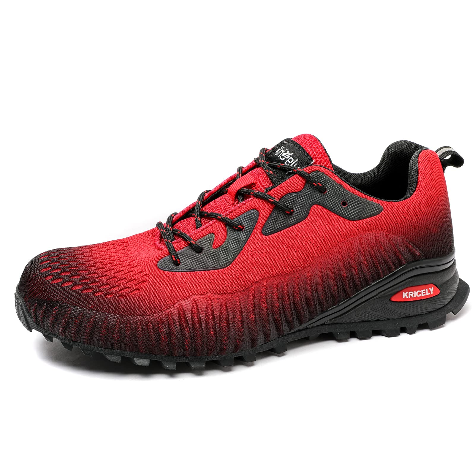 Kricely Zapatillas Trail Hombre Antideslizante Senderismo Rojo 44.5 | Transpirable y ligero, suela de goma antidesgaste, apto para montaña, caminatas, trail running y uso exterior diario