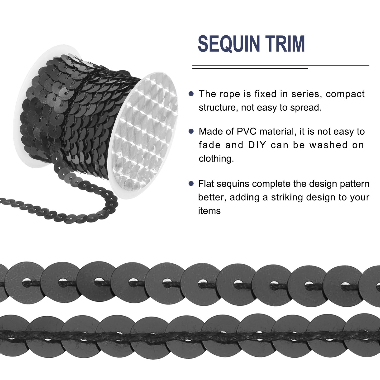 QUARKZMAN Paillettenband 6 Farben 30 Yards - 6mm Flache Pailletten Für DIY Näharbeiten