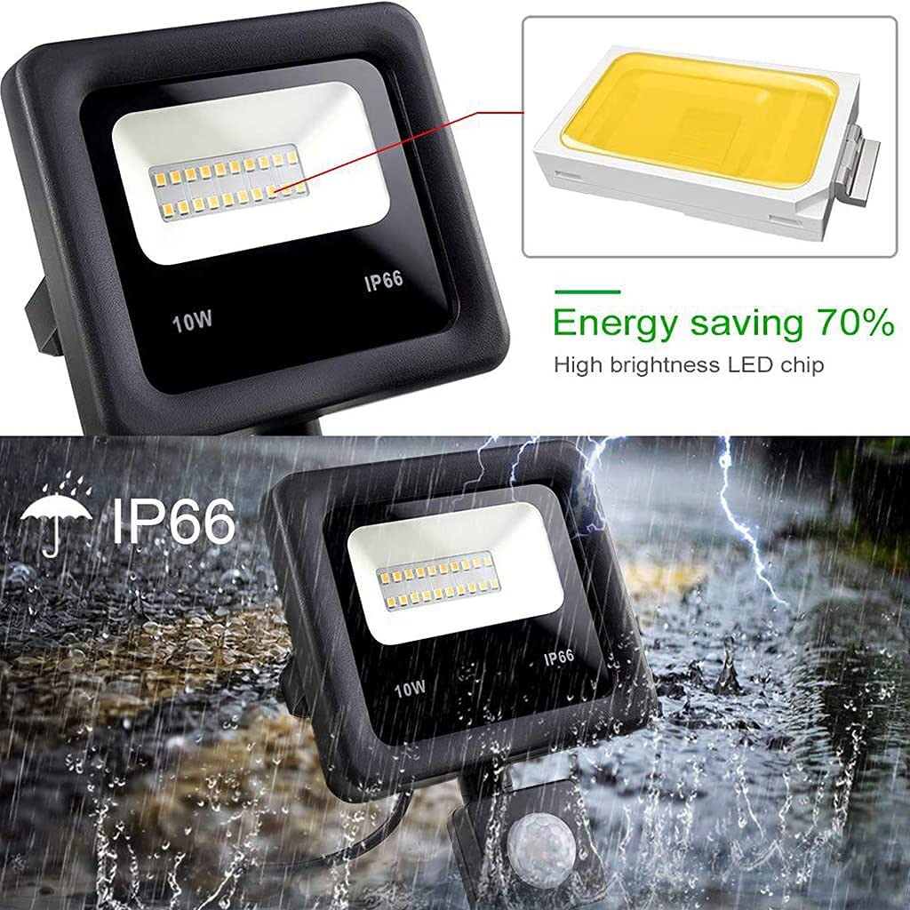 MU Illuminazione a Flood Spot Lighting 10W Led Illuminazione Di Inondazione, Luci Di Sicurezza Impermeabili Ip66 con Sensore Di Movimento, Sensore Pir ad Alta Potenza Luce Esterna, Lampada da Parete