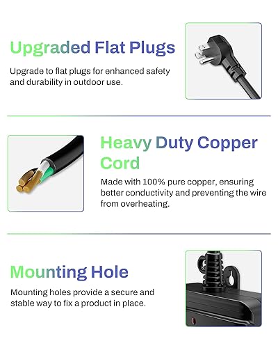 Miniatura 7 de BN-LINK Enchufe inteligente Wi-Fi para exteriores, enchufe inteligente Wi-Fi y Bluetooth de alta resistencia con 3 tomas, enchufes inteligentes