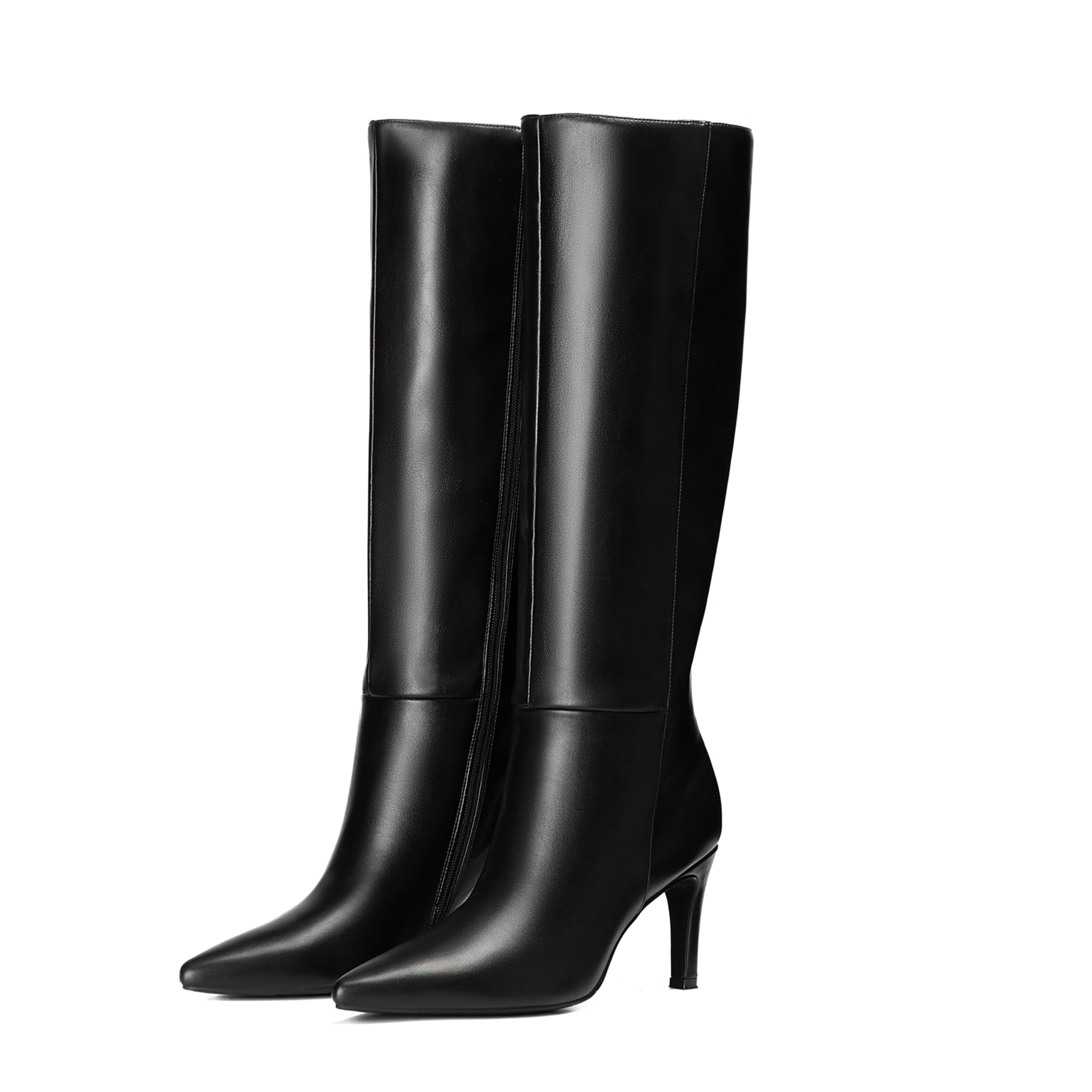 Reitoye Knee High Boots Women Sexy Pointed Toe Stiletto Tall Boots Side Zipper Dress Fashion Boots Shoes