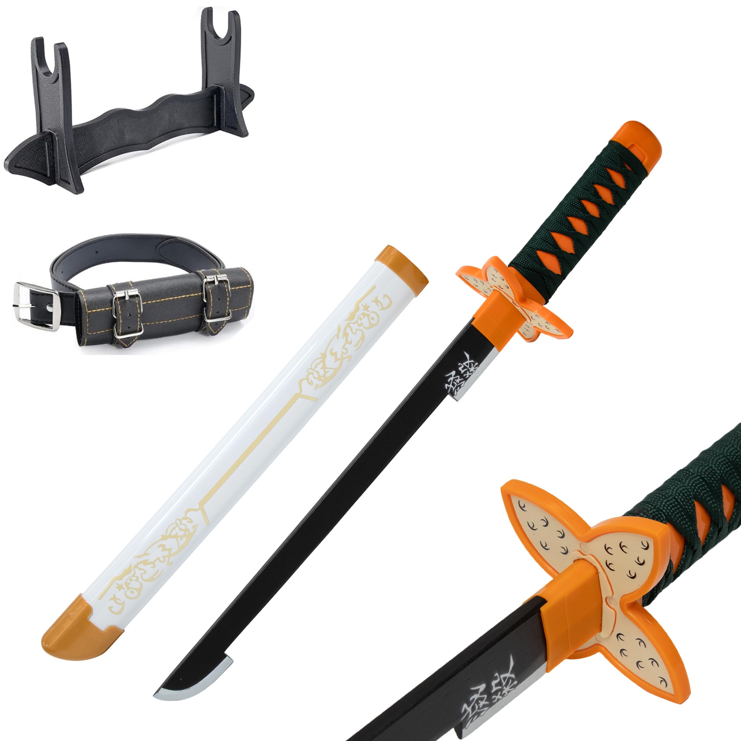 JOYFULBOX Japanese Anime Ninja Bamboo Sword Katana–22 inches(55cm)with Belt and Sword Holder for Cosplay Halloween Anime Themed Partiesand Carnival