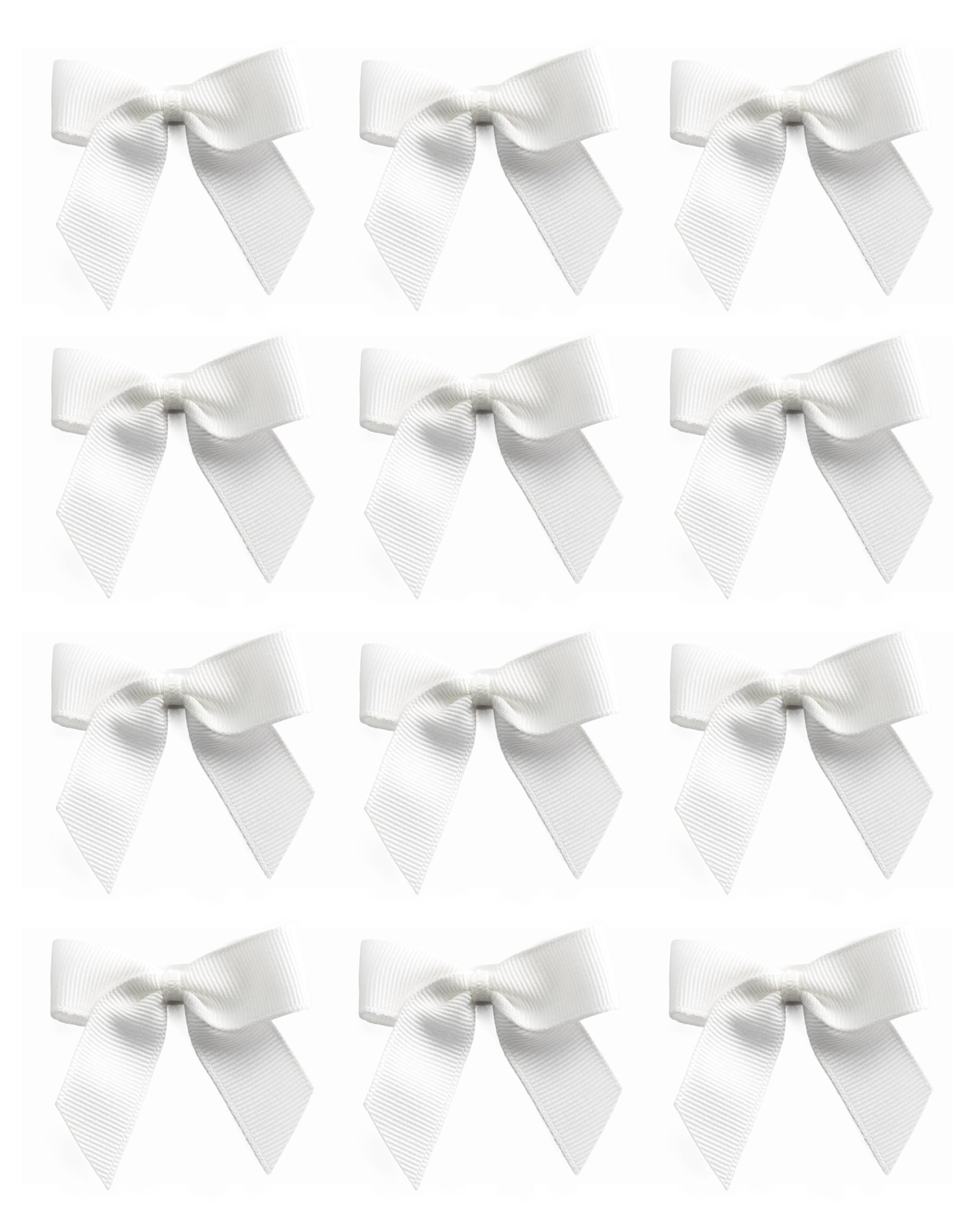 Italian Options Ivory Small Grosgrain Ribbon Bows, Self Adhesive Bows For Crafting, Gifts, Sewing, Hair Bow, Wedding Stationery, Floristry, Cakes, Crafts, Decorations, 12 Pack, 5Cm
