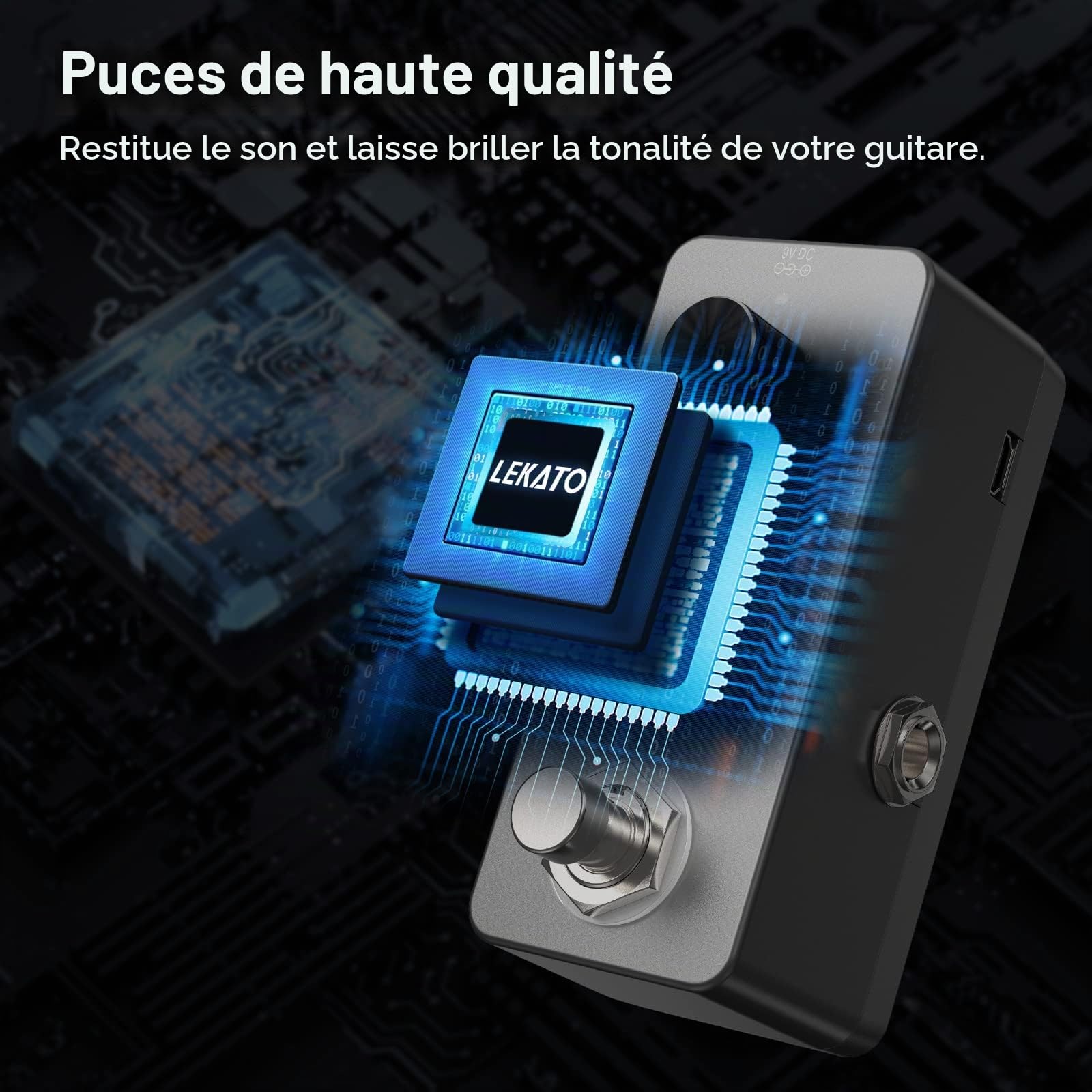 LEKATO Guitar Looper Loop Pedal Station Unlimited Overdubs Pédale d'effet de boucle de guitare avec 5 minutes de temps d'enregistrement Looper pour guitare électrique basse