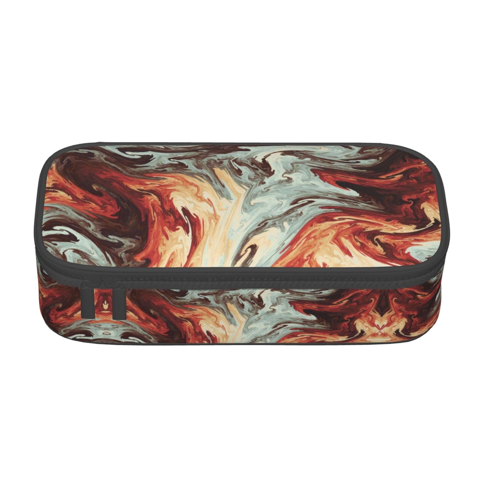 Marble Mixed Brown Large Pencil Case for Girls and Boys, Aesthetic Pencil Bag with Multi Compartments for Adults, Office Stationary Organizer Practical for Kids Teenage Women Men