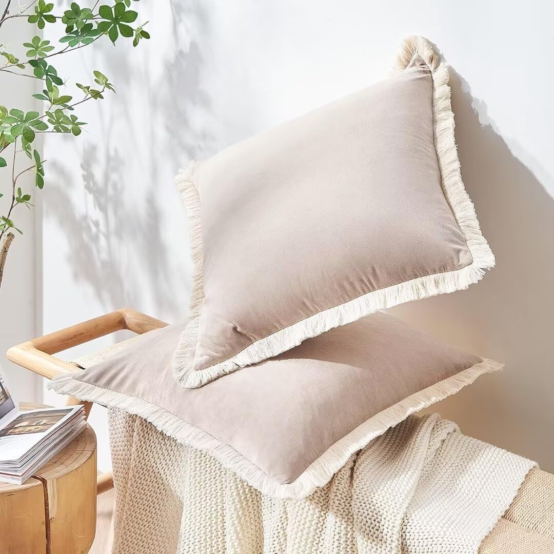 2 Pezzi 2 federe per Cuscini 60 x 60 cm 2 federe per Cuscini Decorativi Grandi in Morbido Velluto con Frange Nappe Stile Boho per Divano Camera da Letto Arredamento per la casa 20