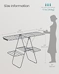 SONGMICS Clothes Drying Rack, Foldable 2-Level Laundry Drying Rack, Free-Standing Laundry Airer, with Height-Adjustable Wings, 33 Drying Rails, Sock Clips, Gray ULLR053G02V1