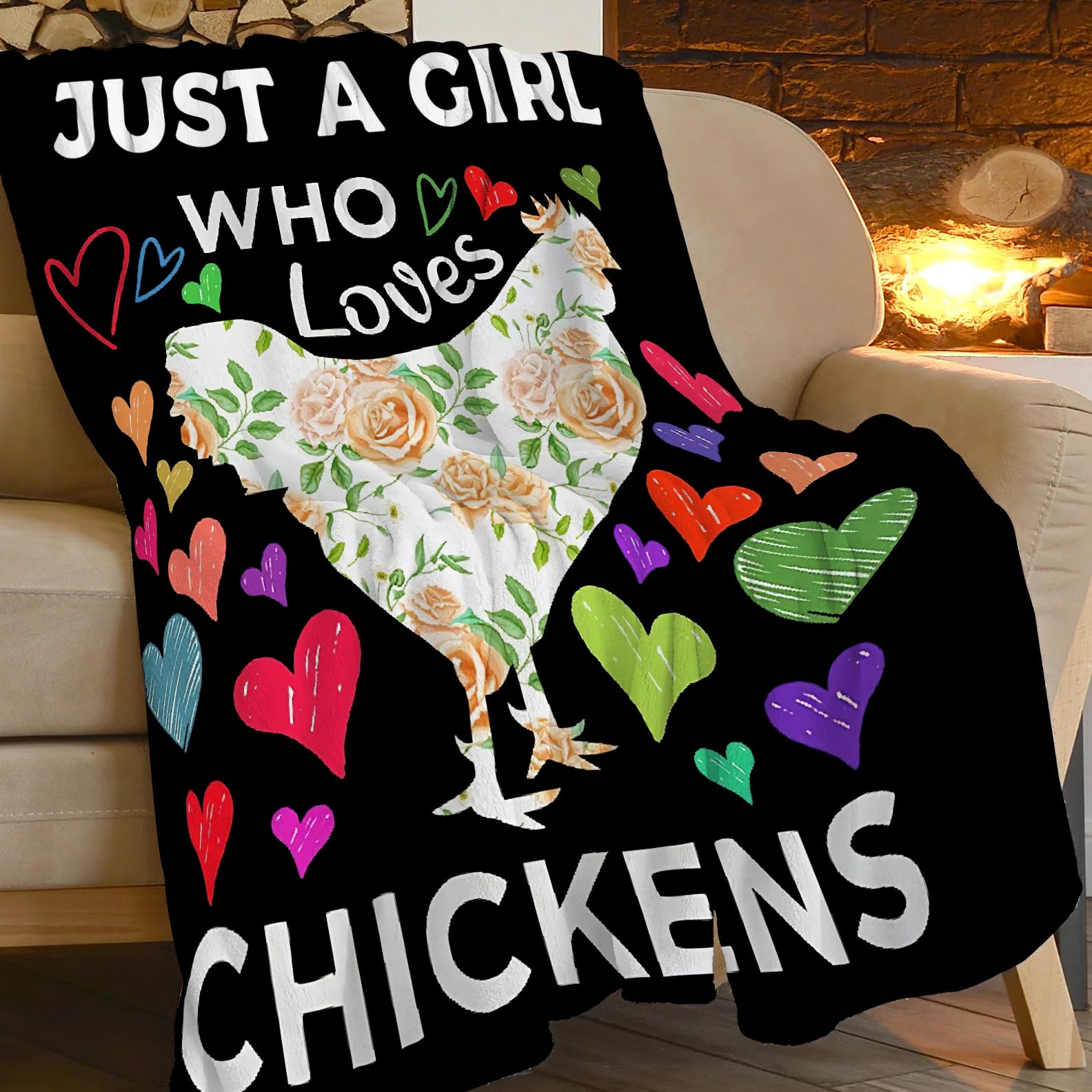 Huhn-Überwurfdecke 60 X 50 Cm – Lustiges Hahn-Motiv, Aus Weichem Flanell, Für Bett, Couch, Als Geschenk Für Hühnerliebhaber