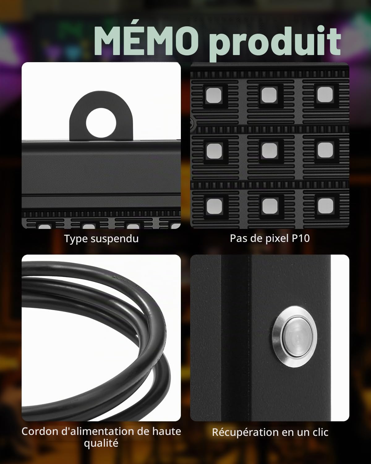 VEVOR Enseigne Lumineuse LED Programmable 99x35 cm, Panneau d’Affichage Numérique Couleur Pleine P10, GIF à Motifs de Texte Personnalisés, Commande Bluetooth, Information Publicitaire Publicité