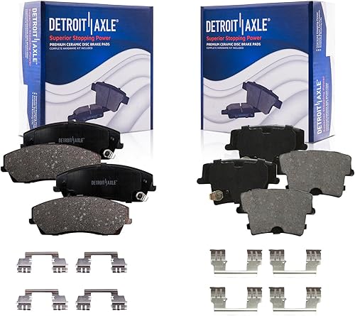 Miniatura 43 de Detroit Axle - Kit de freno para pastillas de freno de cerámica Ford Mustang Base GT 2000 2001 2002 2003 con repuesto de hardware delantero y trasero