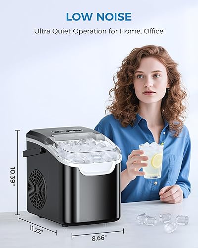 Miniatura 17 de COWSAR Máquina de hielo portátil con autolimpieza, 26.5 libras/24 horas, 6 minutos/9 piezas, cuchara de hielo y cesta, máquina de hielo de mano