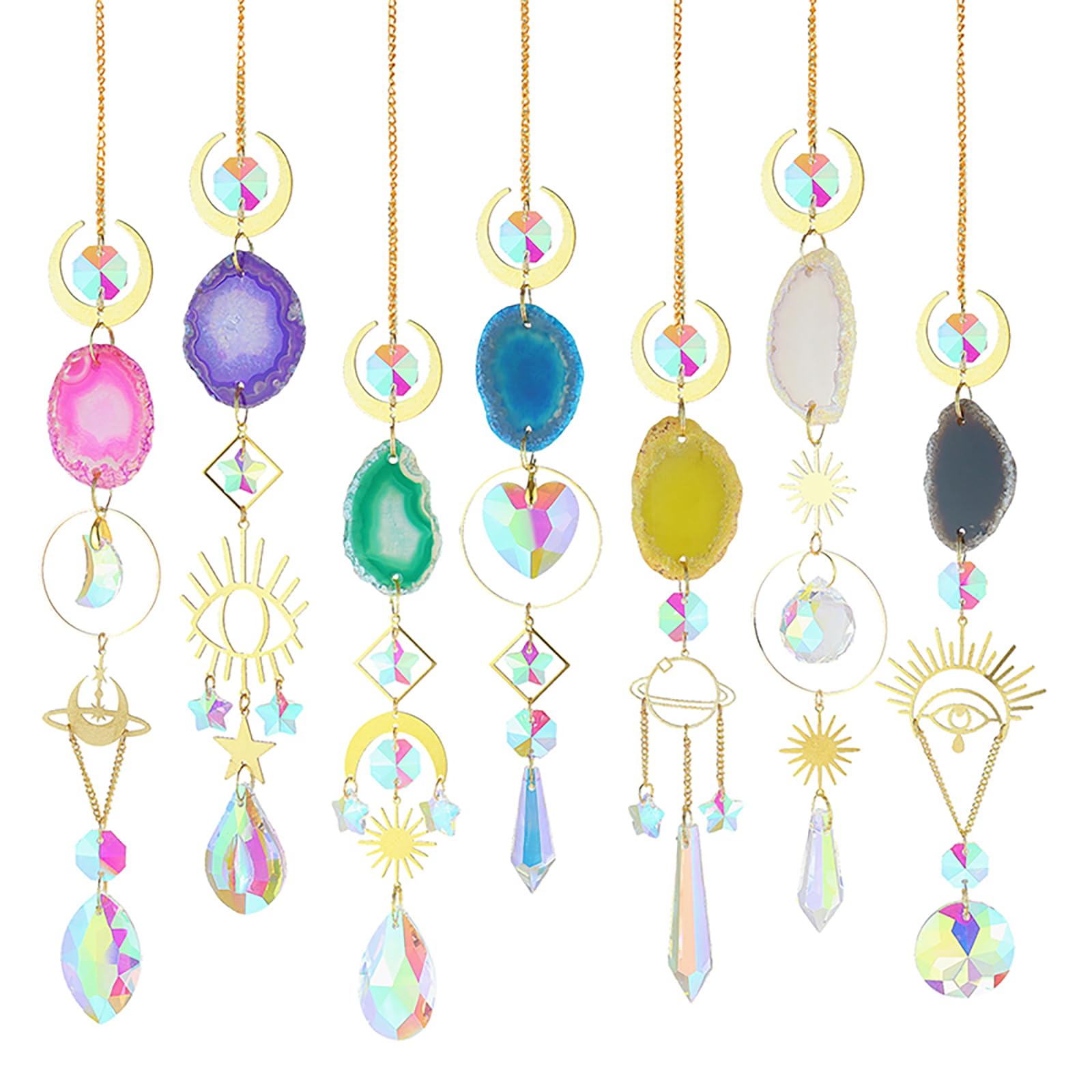 Pendentif Attrape-soleil En Agate Naturelle - Couleurs Variées, 20-40 Mm, Décoration Fenêtre Ou Voiture