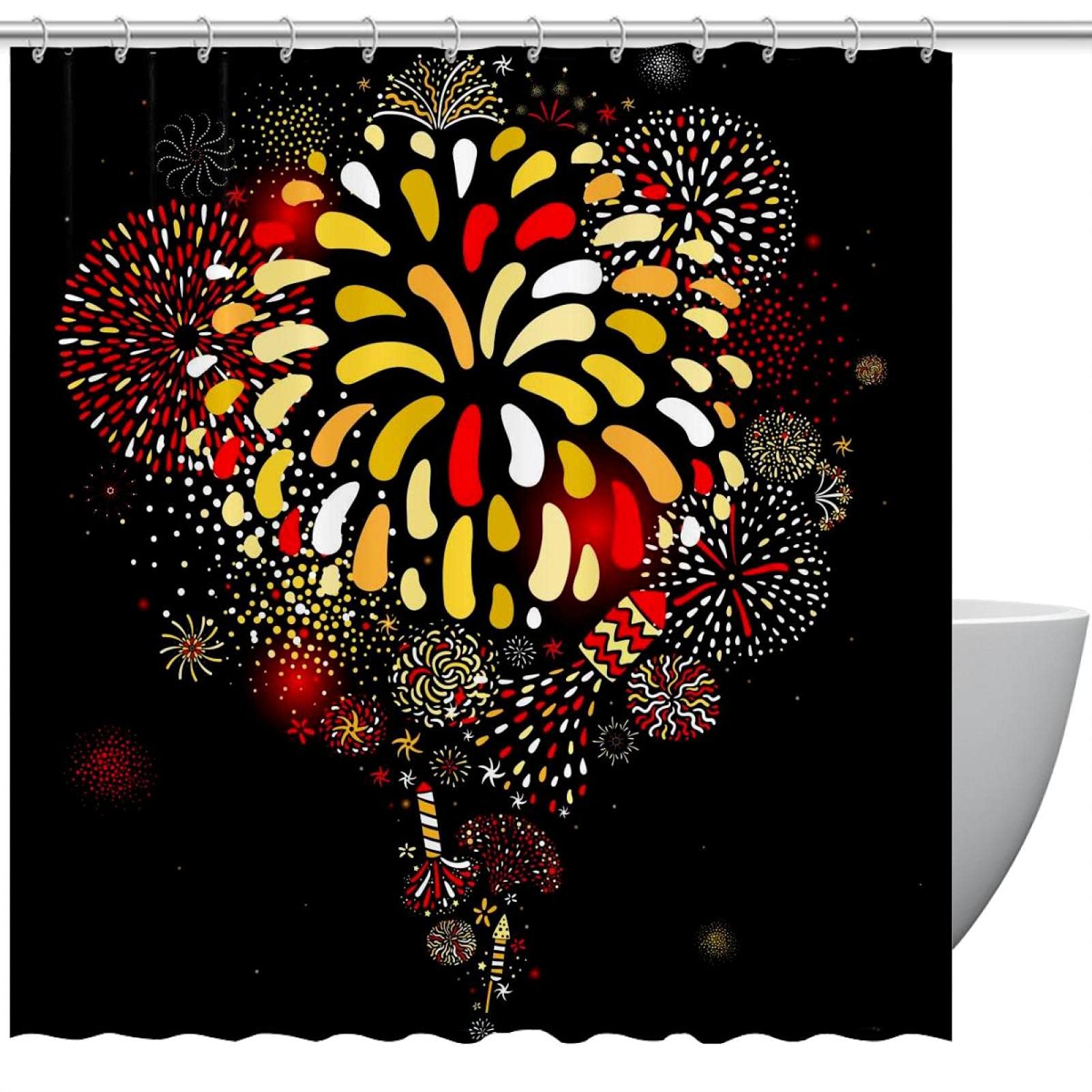 Rideau de douche noir Festive pour moderniser la baignoire familiale