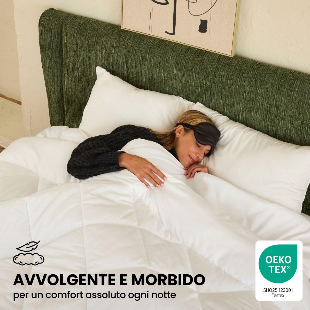 DREAMWAY Piumino Letto Matrimoniale 220x240 cm 4 Stagioni – Trapunta in Microfibra 300 gsm Morbida e Traspirante per Autunno/Inverno – Bianco, Certificata Oeko-Tex, Lavabile in Lavatrice